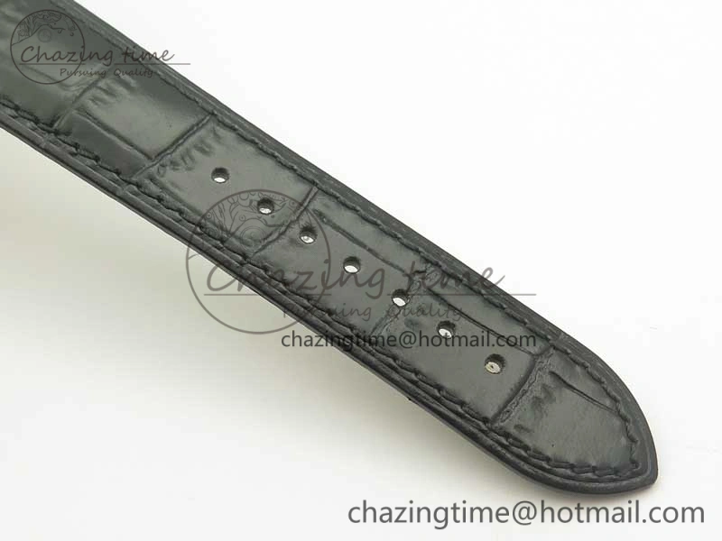De Ville YG MKF 1:1 Best Edition Silver Dial Diamonds Markers on Black Leather Strap MIYOTA 9015 V4
