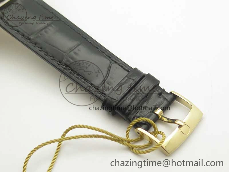 De Ville YG MKF 1:1 Best Edition Silver Dial Diamonds Markers on Black Leather Strap MIYOTA 9015 V4