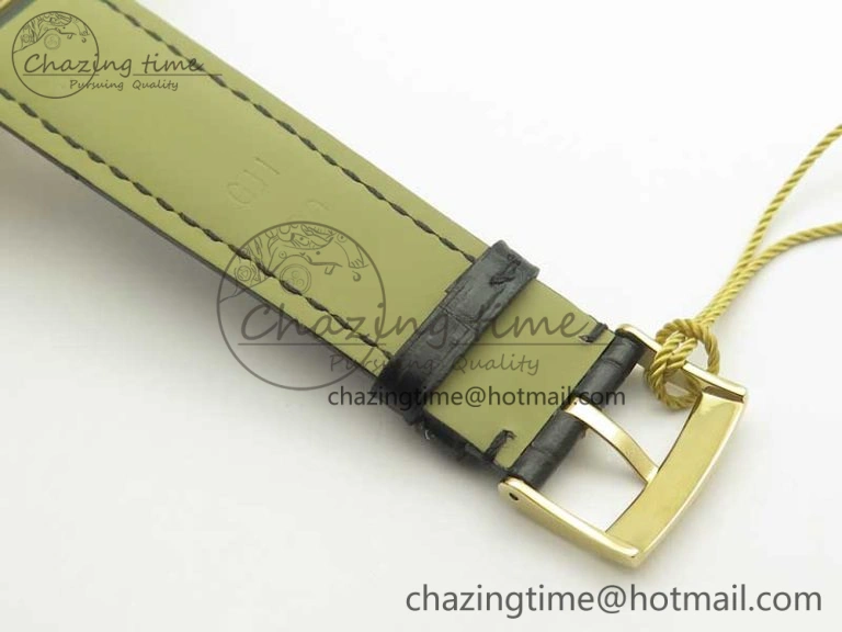 De Ville YG MKF 1:1 Best Edition Silver Dial Diamonds Markers on Black Leather Strap MIYOTA 9015 V4