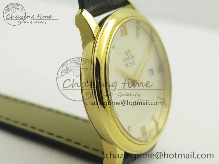 De Ville YG MKF 1:1 Best Edition Silver Dial Diamonds Markers on Black Leather Strap MIYOTA 9015 V4