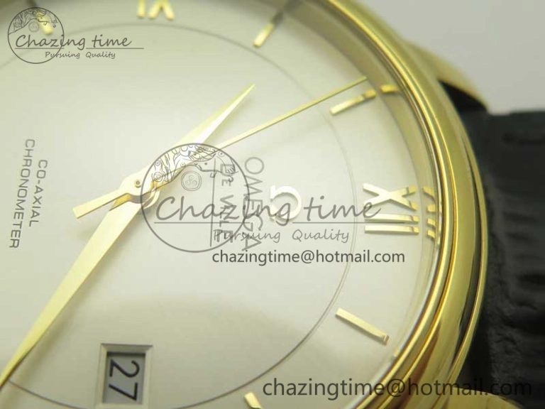 De Ville YG MKF 1:1 Best Edition Silver Dial YG Markers on Black Leather Strap MIYOTA 9015 V4