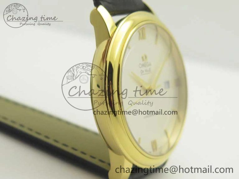 De Ville YG MKF 1:1 Best Edition Silver Dial YG Markers on Black Leather Strap MIYOTA 9015 V4