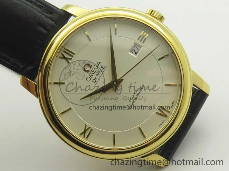 De Ville YG MKF 1:1 Best Edition Silver Dial YG Markers on Black Leather Strap MIYOTA 9015 V4