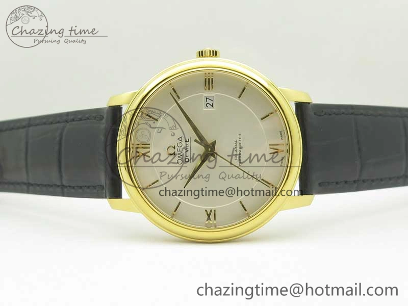 De Ville YG MKF 1:1 Best Edition Silver Dial YG Markers on Black Leather Strap MIYOTA 9015 V4