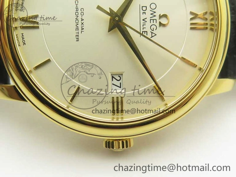 De Ville YG MKF 1:1 Best Edition Silver Dial YG Markers on Black Leather Strap MIYOTA 9015 V4