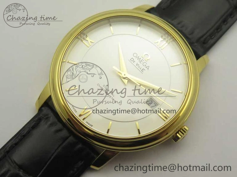 De Ville YG MKF 1:1 Best Edition Silver Dial YG Markers on Black Leather Strap MIYOTA 9015 V4