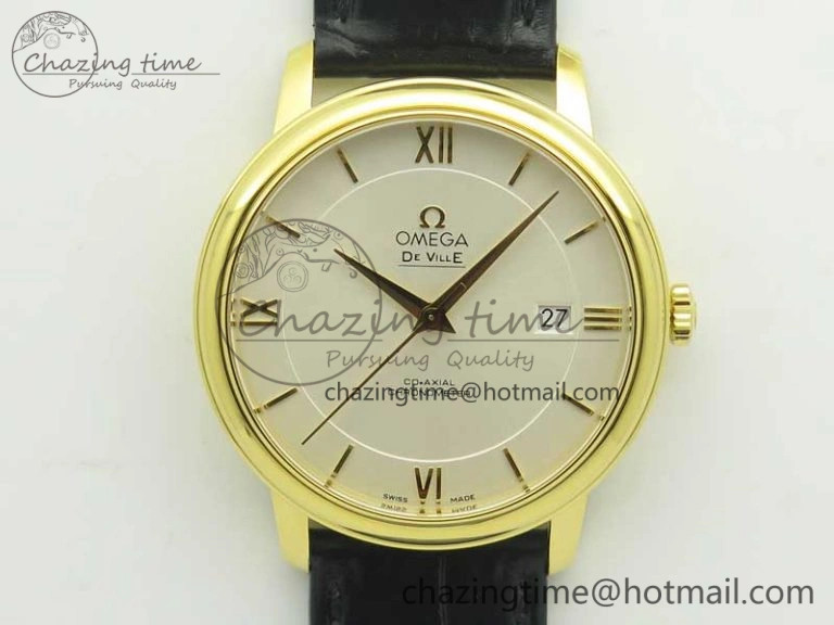 De Ville YG MKF 1:1 Best Edition Silver Dial YG Markers on Black Leather Strap MIYOTA 9015 V4