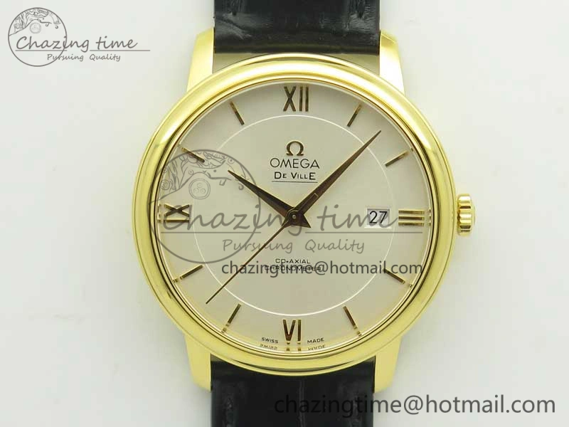 De Ville YG MKF 1:1 Best Edition Silver Dial YG Markers on Black Leather Strap MIYOTA 9015 V4