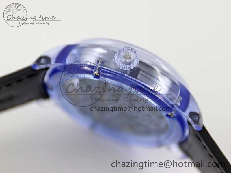 Debuts Quasar Tourbillon Blue Transparent Case RMF Best Edition on Black Leather Strap