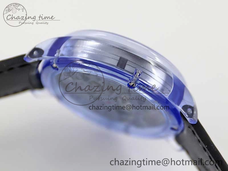 Debuts Quasar Tourbillon Blue Transparent Case RMF Best Edition on Black Leather Strap