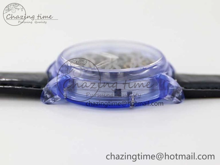 Debuts Quasar Tourbillon Blue Transparent Case RMF Best Edition on Black Leather Strap