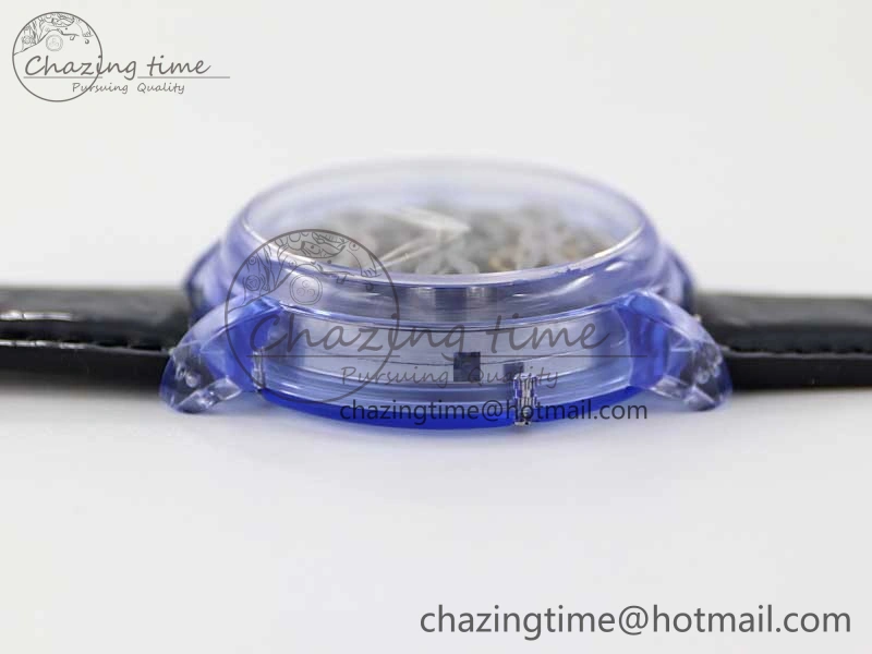 Debuts Quasar Tourbillon Blue Transparent Case RMF Best Edition on Black Leather Strap