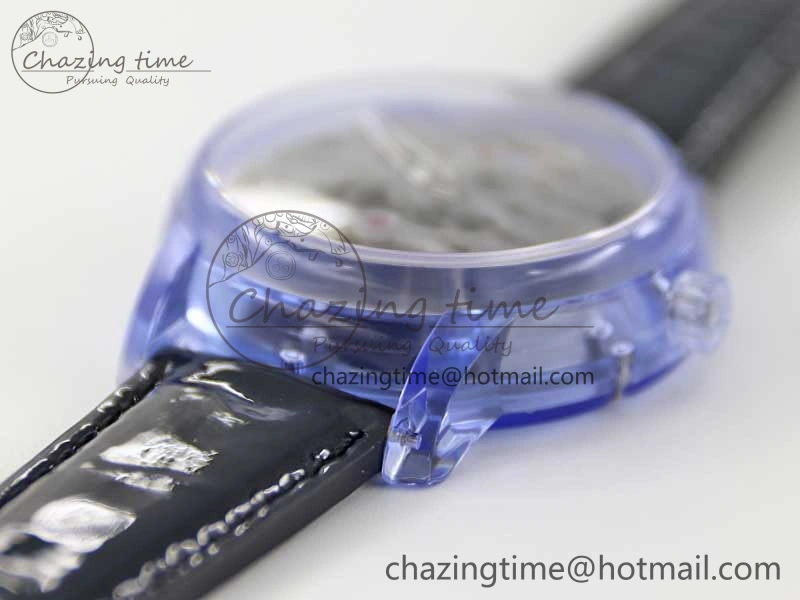 Debuts Quasar Tourbillon Blue Transparent Case RMF Best Edition on Black Leather Strap
