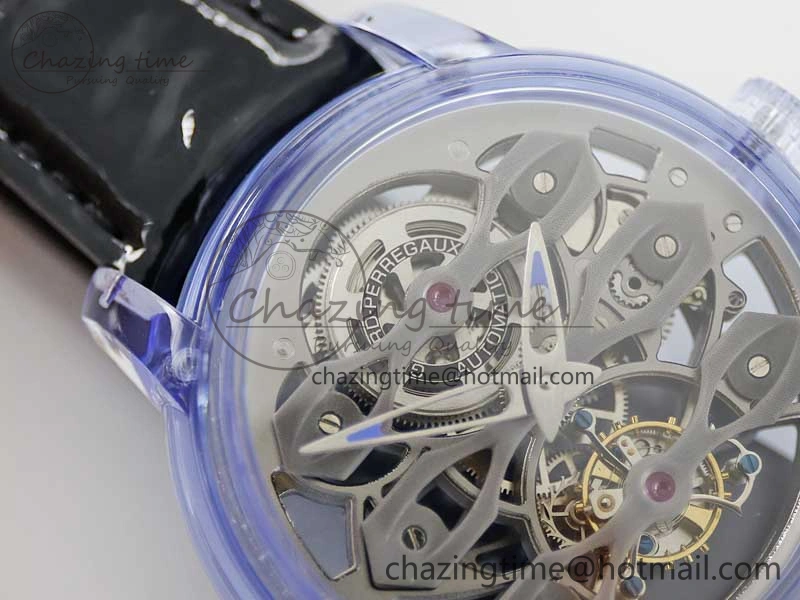 Debuts Quasar Tourbillon Blue Transparent Case RMF Best Edition on Black Leather Strap