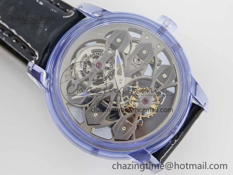 Debuts Quasar Tourbillon Blue Transparent Case RMF Best Edition on Black Leather Strap