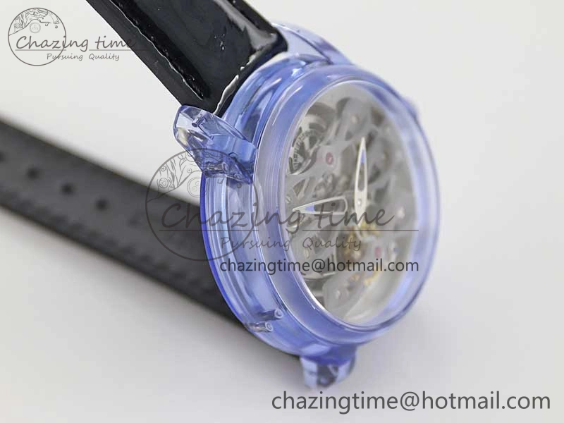 Debuts Quasar Tourbillon Blue Transparent Case RMF Best Edition on Black Leather Strap