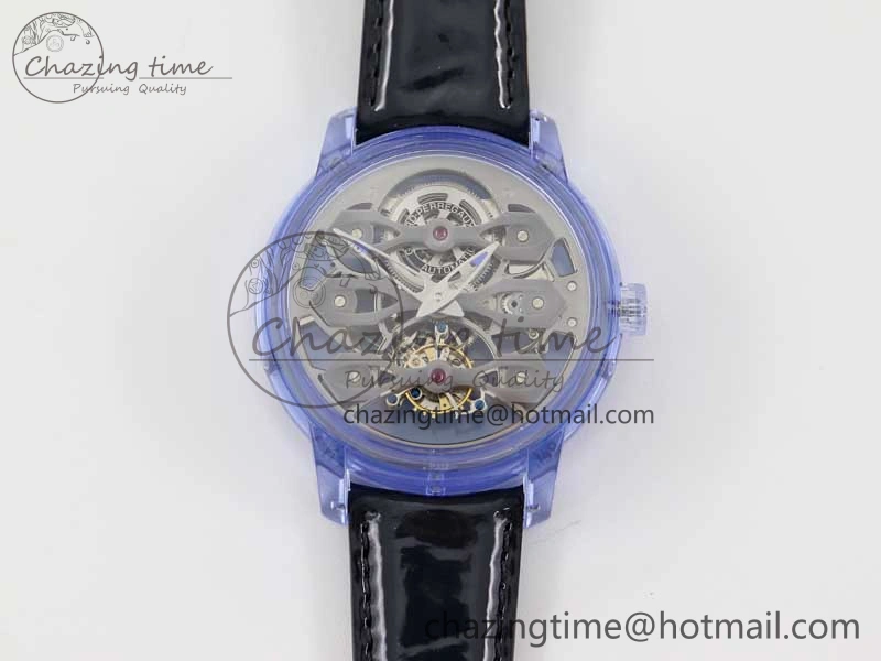 Debuts Quasar Tourbillon Blue Transparent Case RMF Best Edition on Black Leather Strap
