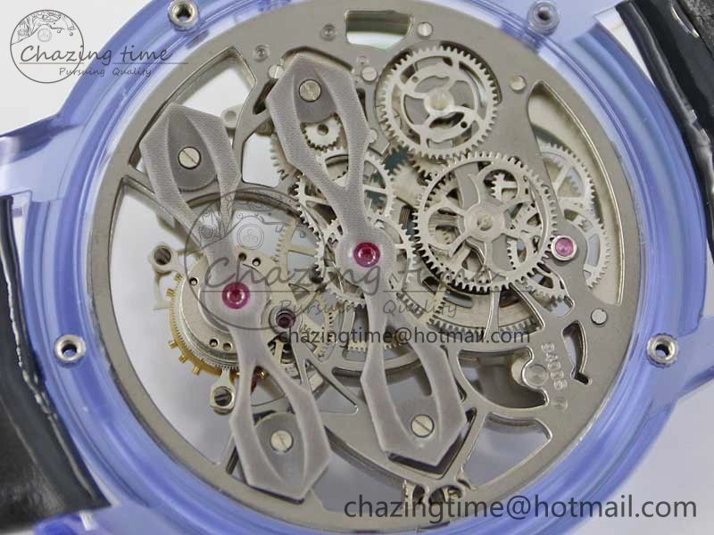 Debuts Quasar Tourbillon Blue Transparent Case RMF Best Edition on Black Leather Strap