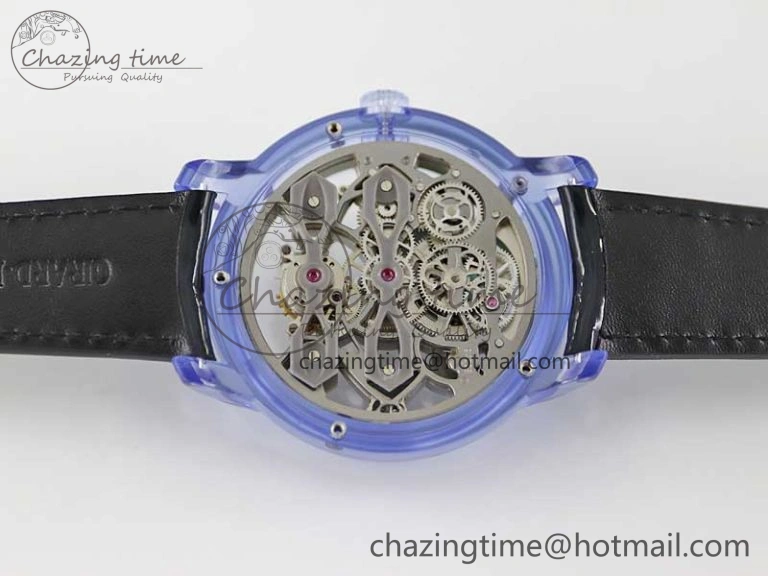 Debuts Quasar Tourbillon Blue Transparent Case RMF Best Edition on Black Leather Strap