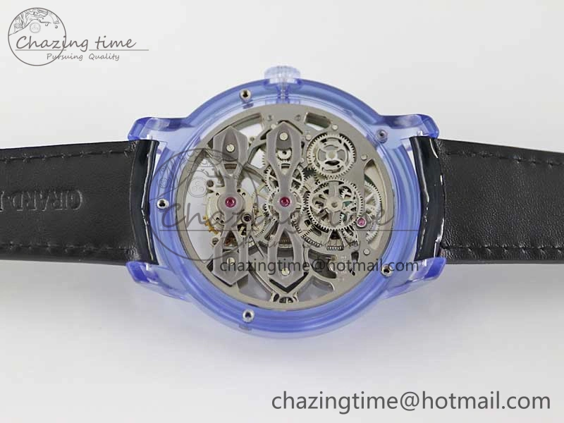 Debuts Quasar Tourbillon Blue Transparent Case RMF Best Edition on Black Leather Strap
