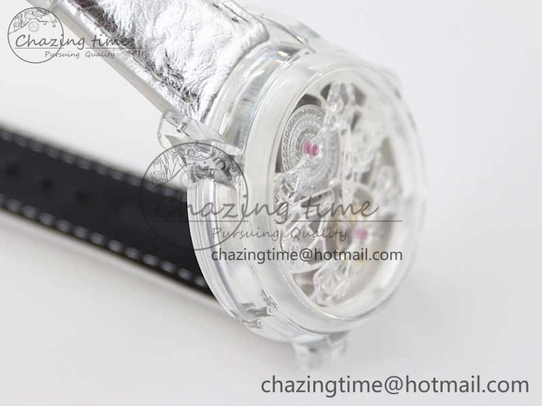 Debuts Quasar Tourbillon Transparent Case RMF Best Edition on Black Leather Strap