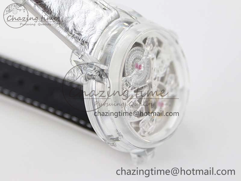 Debuts Quasar Tourbillon Transparent Case RMF Best Edition on Black Leather Strap