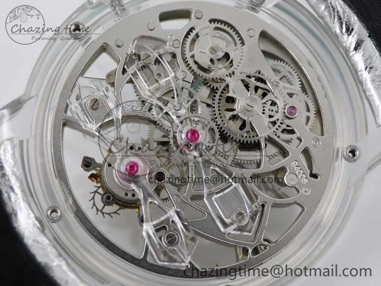 Debuts Quasar Tourbillon Transparent Case RMF Best Edition on Black Leather Strap