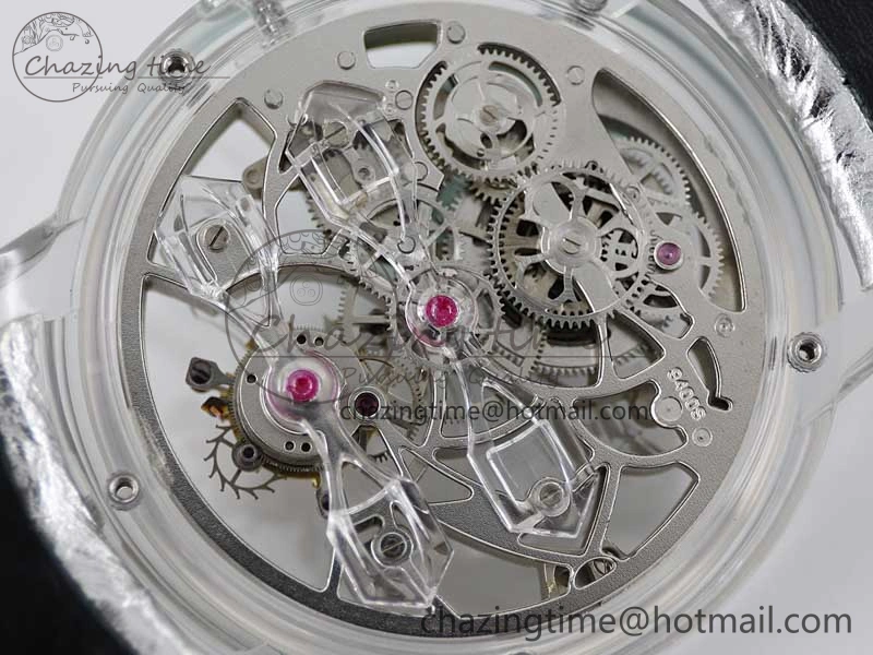 Debuts Quasar Tourbillon Transparent Case RMF Best Edition on Black Leather Strap