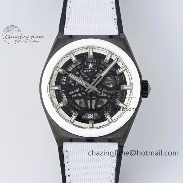 Defy Classic LF 1:1 Best Edition Skeleton Black Dial RG Bezel on Brown Gummy Strap A2892