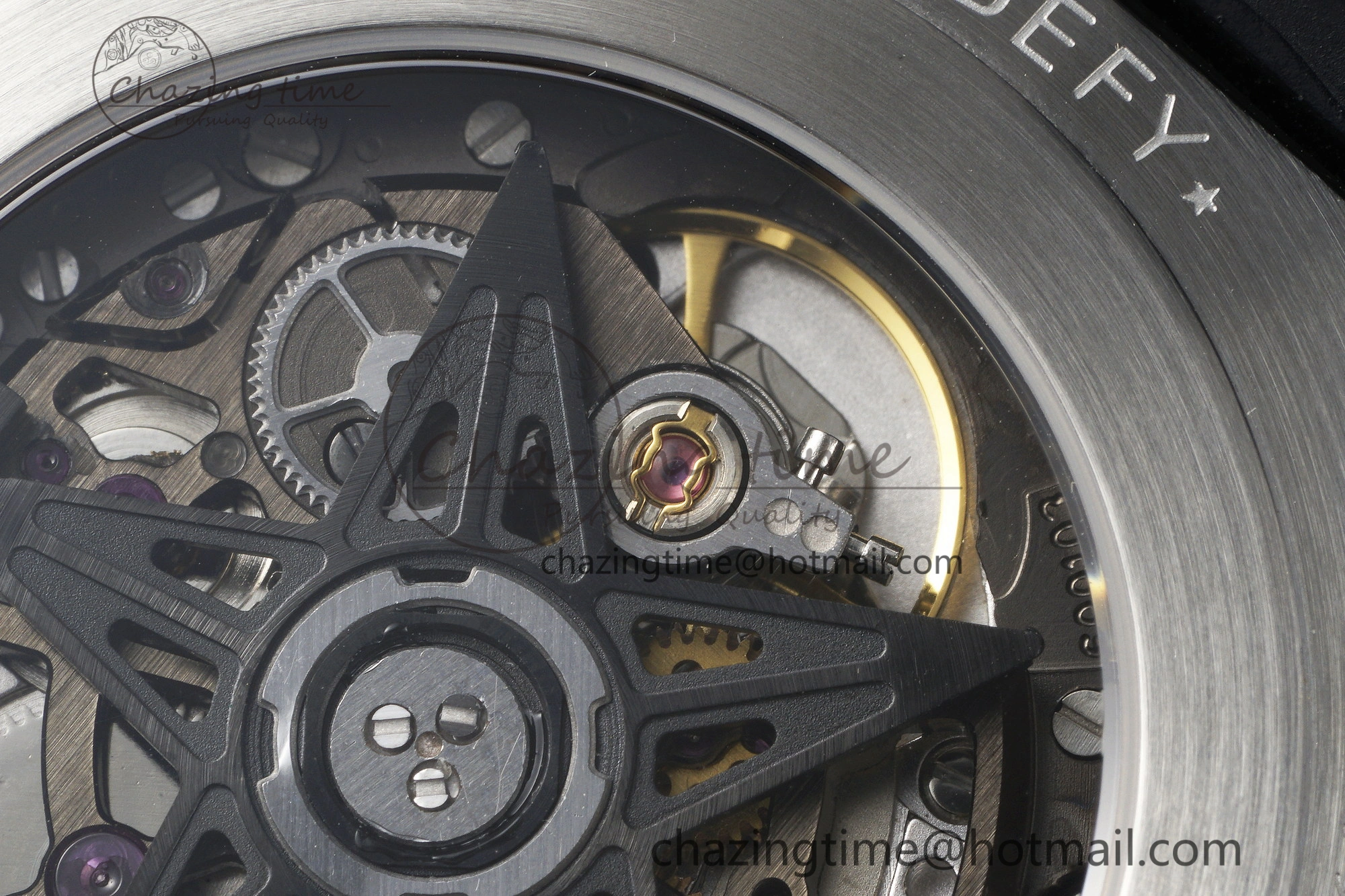 Defy Classic LF 1:1 Best Edition Skeleton Black Dial RG Bezel on Brown Gummy Strap A2892
