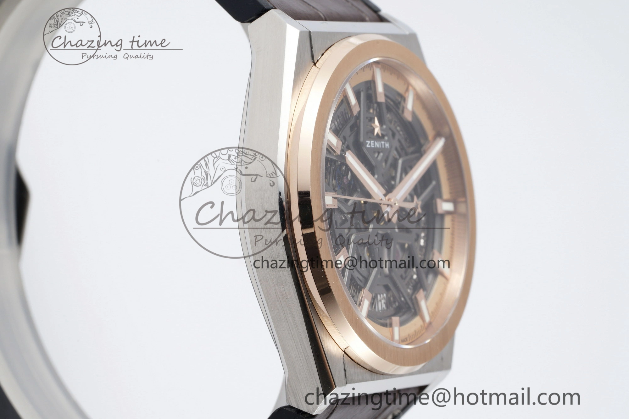 Defy Classic LF 1:1 Best Edition Skeleton Black Dial RG Bezel on Brown Gummy Strap A2892