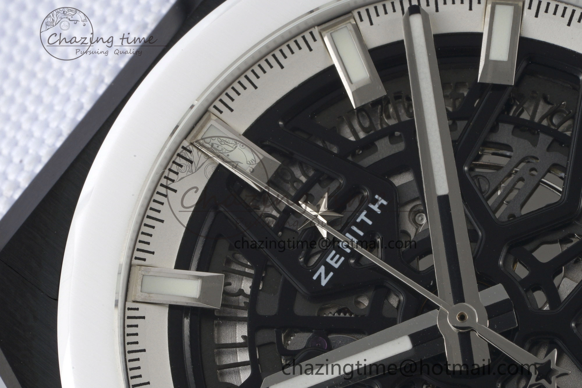Defy Classic LF 1:1 Best Edition Skeleton Black Dial White Bezel on White Gummy Strap A2892