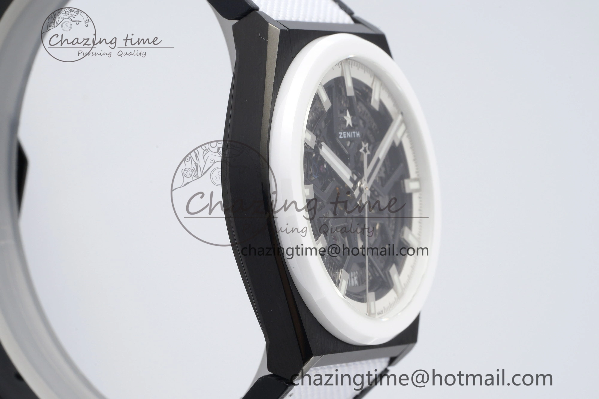 Defy Classic LF 1:1 Best Edition Skeleton Black Dial White Bezel on White Gummy Strap A2892