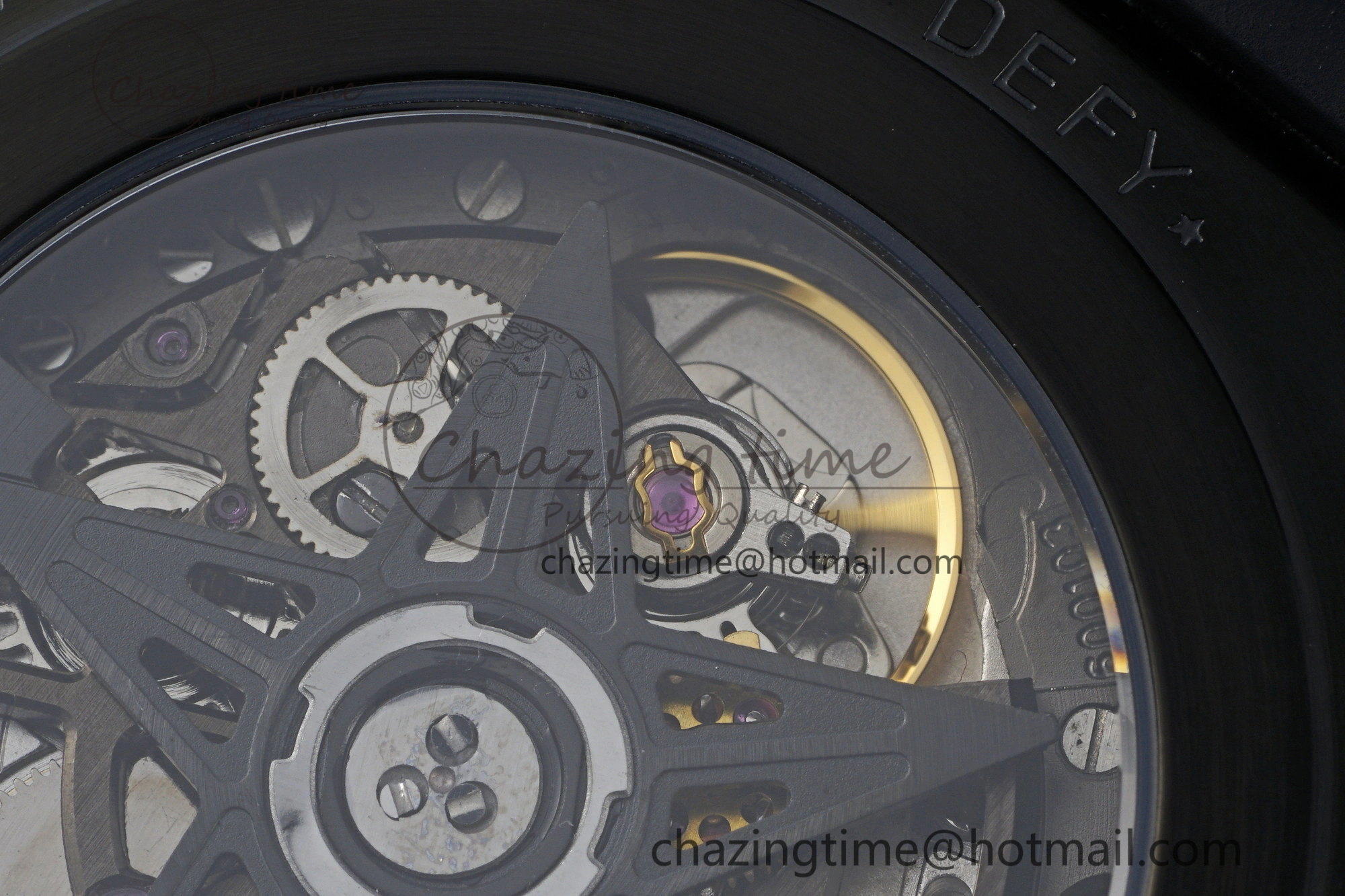 Defy Classic LF 1:1 Best Edition Skeleton Black Dial White Bezel on White Gummy Strap A2892