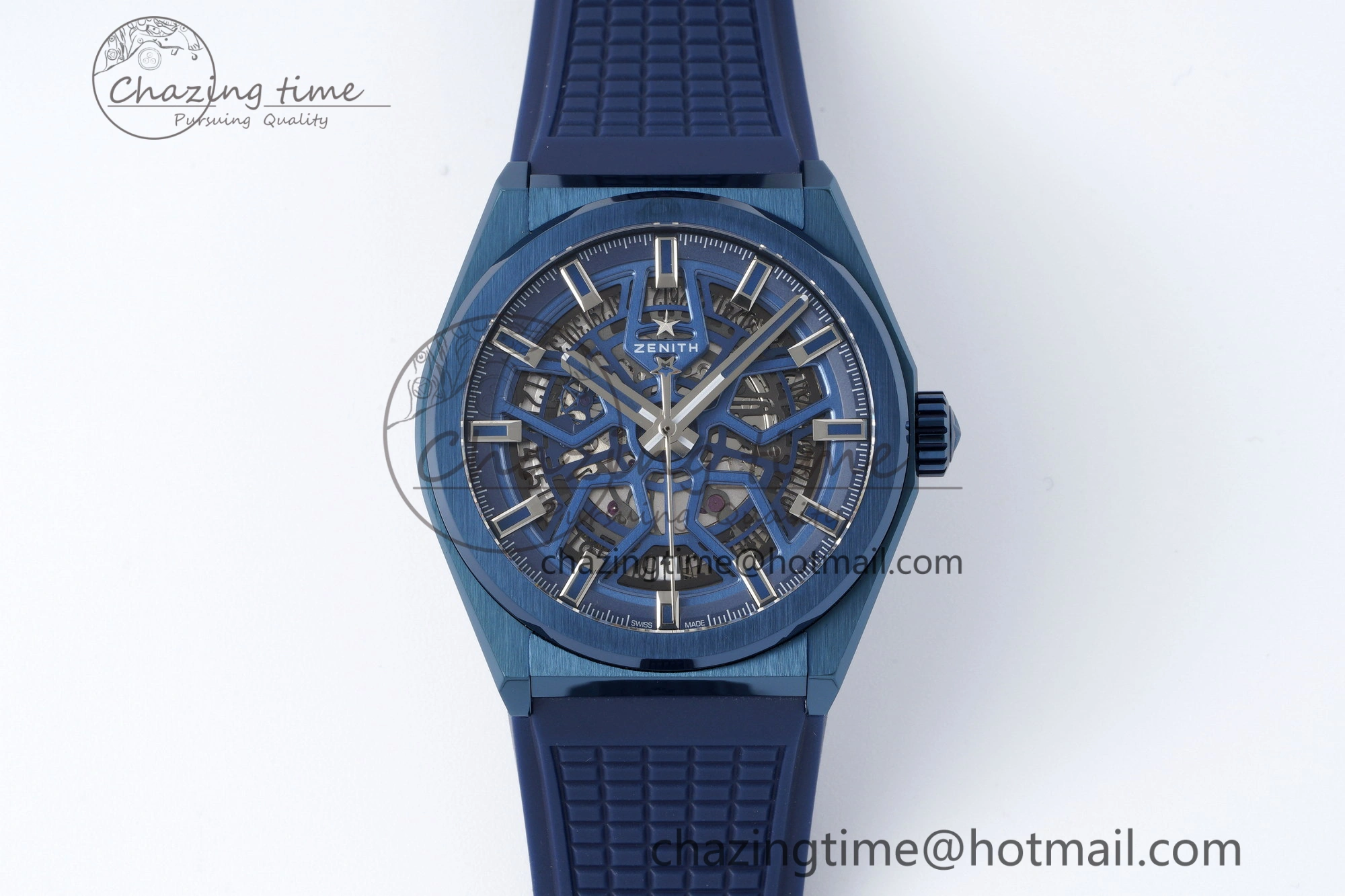 Defy Classic LF 1:1 Best Edition Skeleton Blue Dial Blue Bezel on Blue Rubber Strap A2892