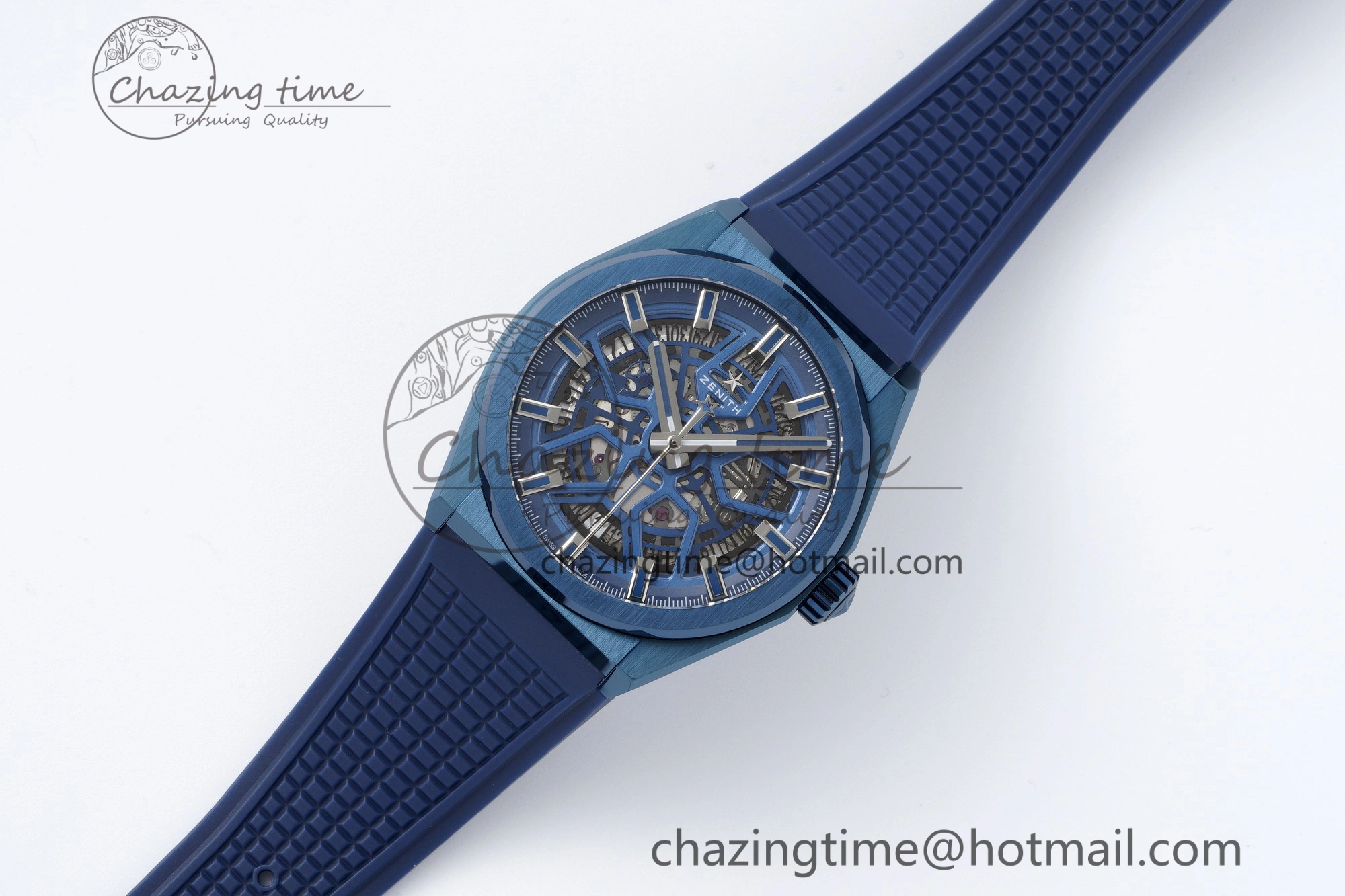 Defy Classic LF 1:1 Best Edition Skeleton Blue Dial Blue Bezel on Blue Rubber Strap A2892