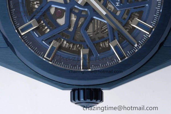 Defy Classic LF 1:1 Best Edition Skeleton Blue Dial Blue Bezel on Blue Rubber Strap A2892