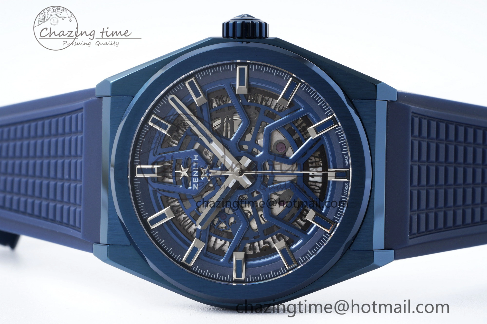 Defy Classic LF 1:1 Best Edition Skeleton Blue Dial Blue Bezel on Blue Rubber Strap A2892