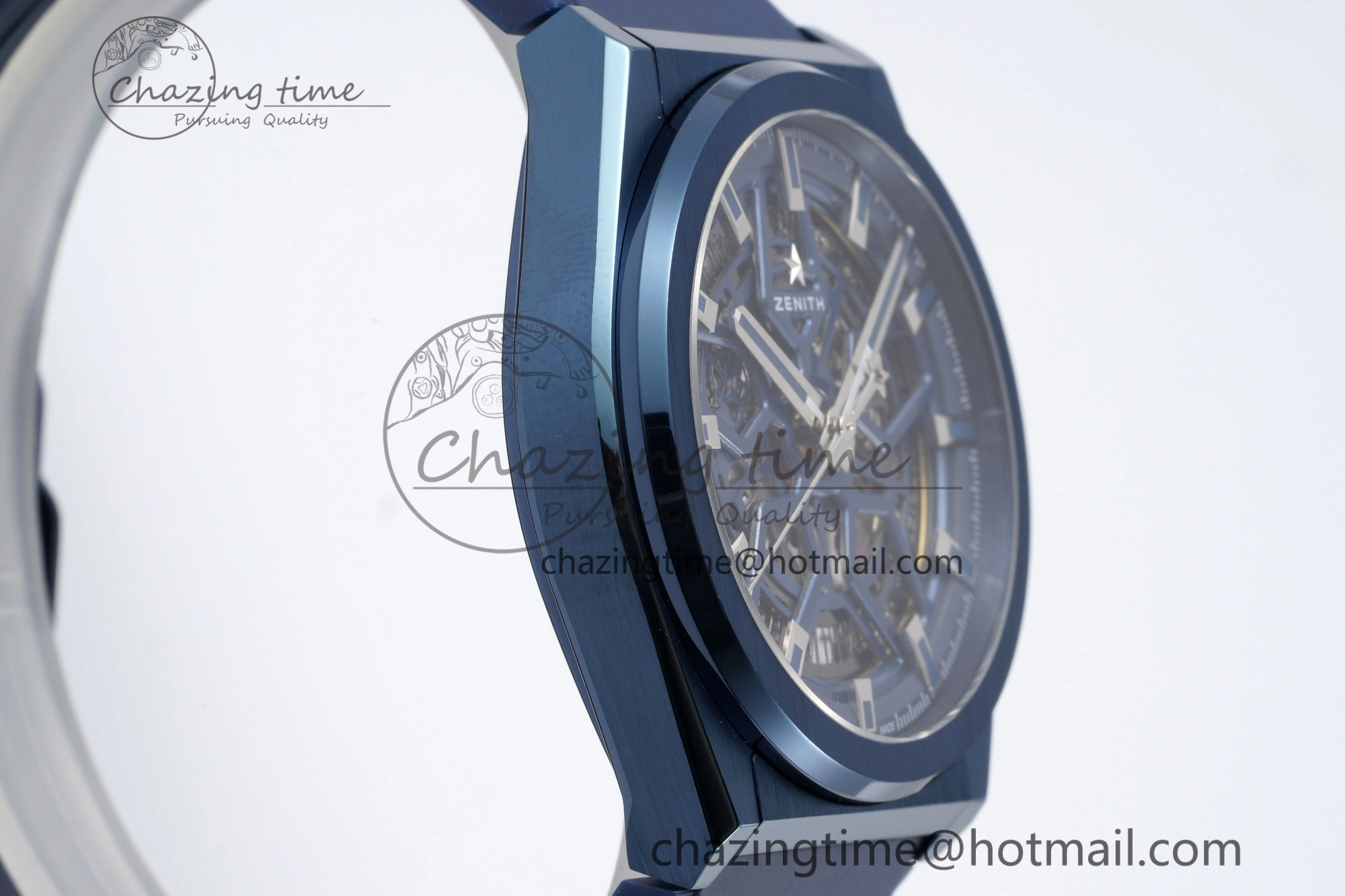 Defy Classic LF 1:1 Best Edition Skeleton Blue Dial Blue Bezel on Blue Rubber Strap A2892