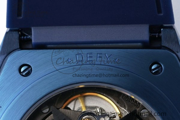 Defy Classic LF 1:1 Best Edition Skeleton Blue Dial Blue Bezel on Blue Rubber Strap A2892