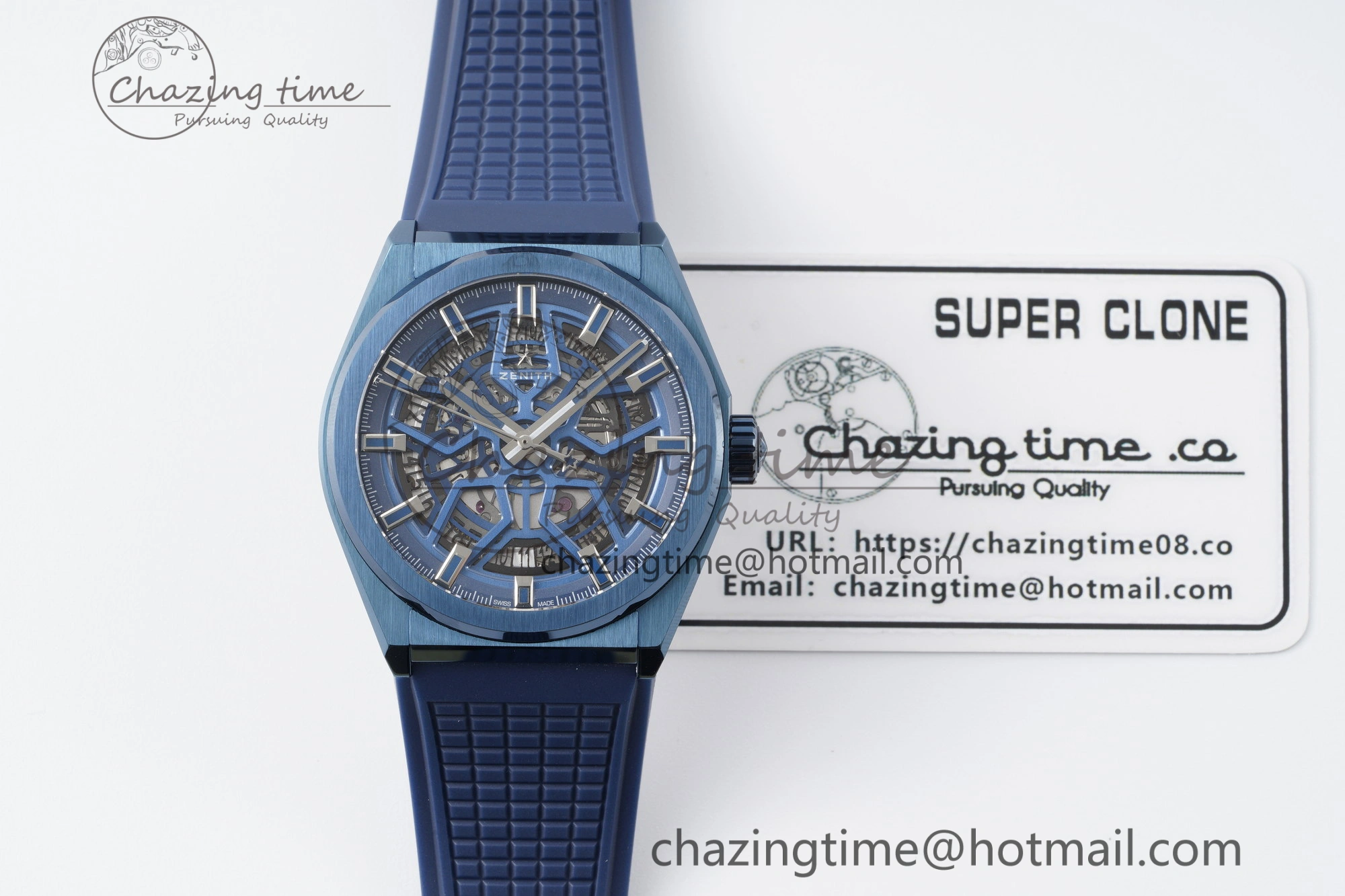 Defy Classic LF 1:1 Best Edition Skeleton Blue Dial Blue Bezel on Blue Rubber Strap A2892