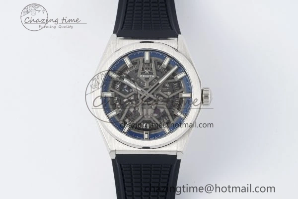 Defy Classic LF 1:1 Best Edition Skeleton Blue Dial on Black Rubber Strap A2892