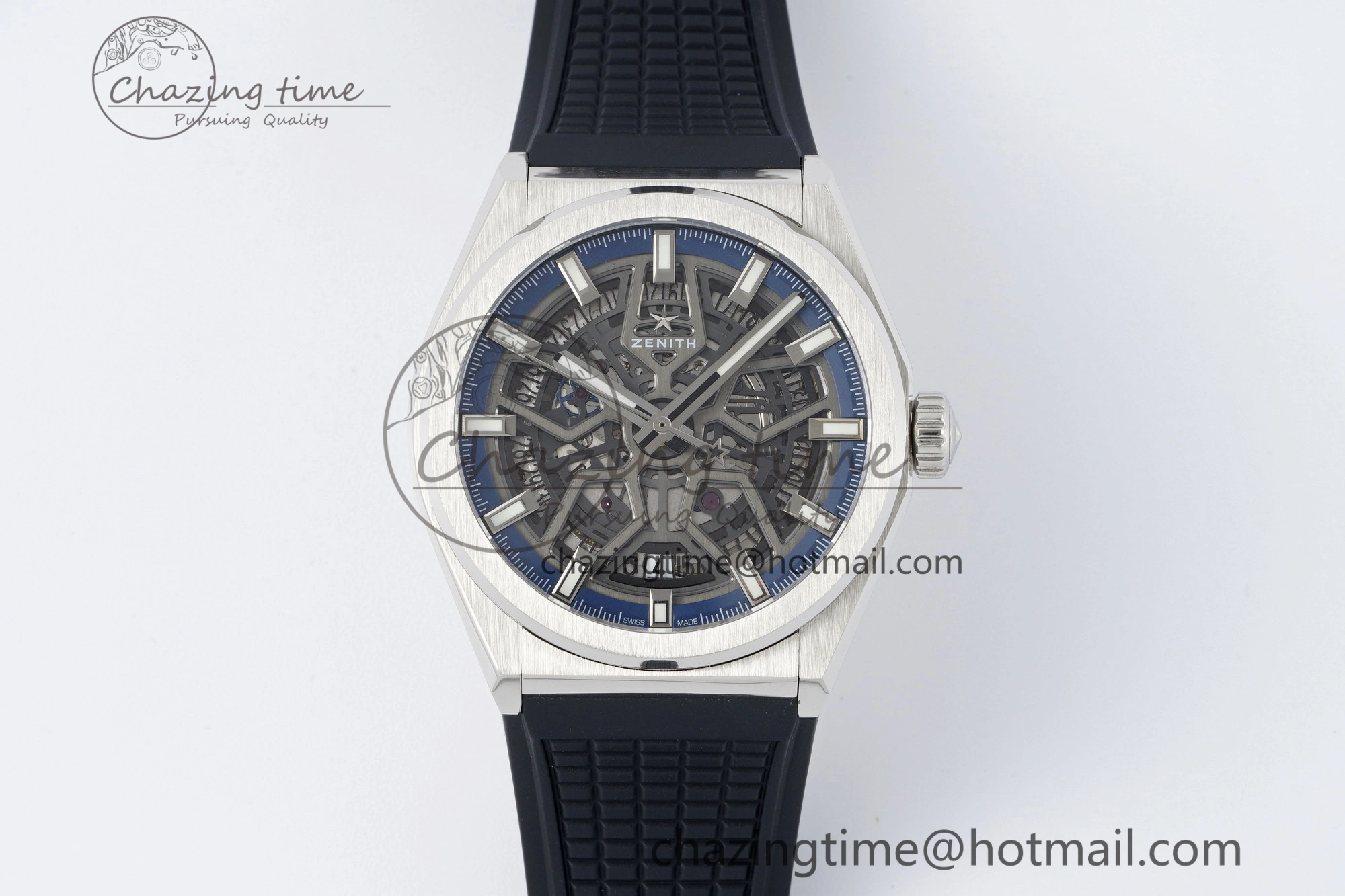 Defy Classic LF 1:1 Best Edition Skeleton Blue Dial on Black Rubber Strap A2892
