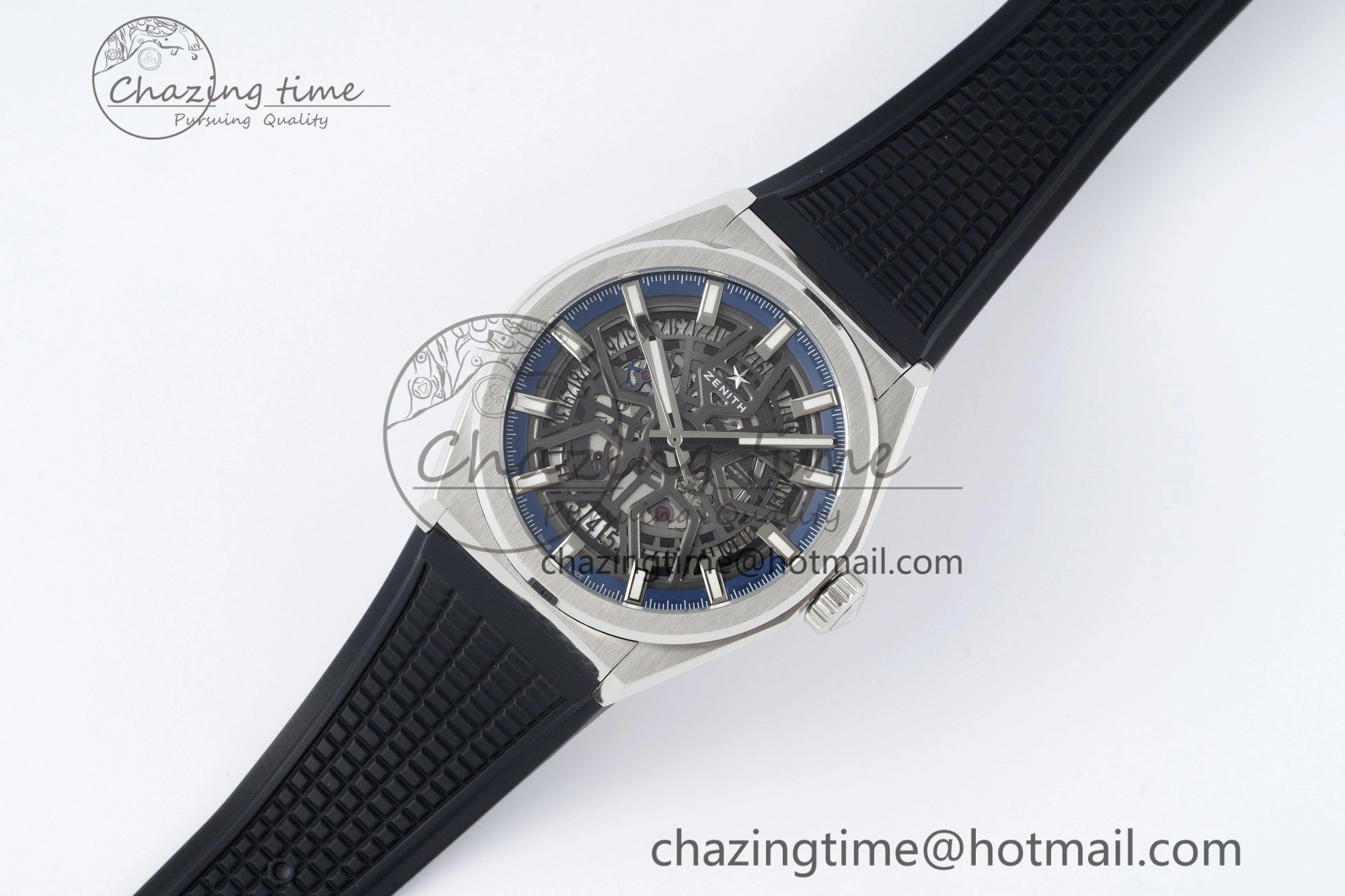 Defy Classic LF 1:1 Best Edition Skeleton Blue Dial on Black Rubber Strap A2892