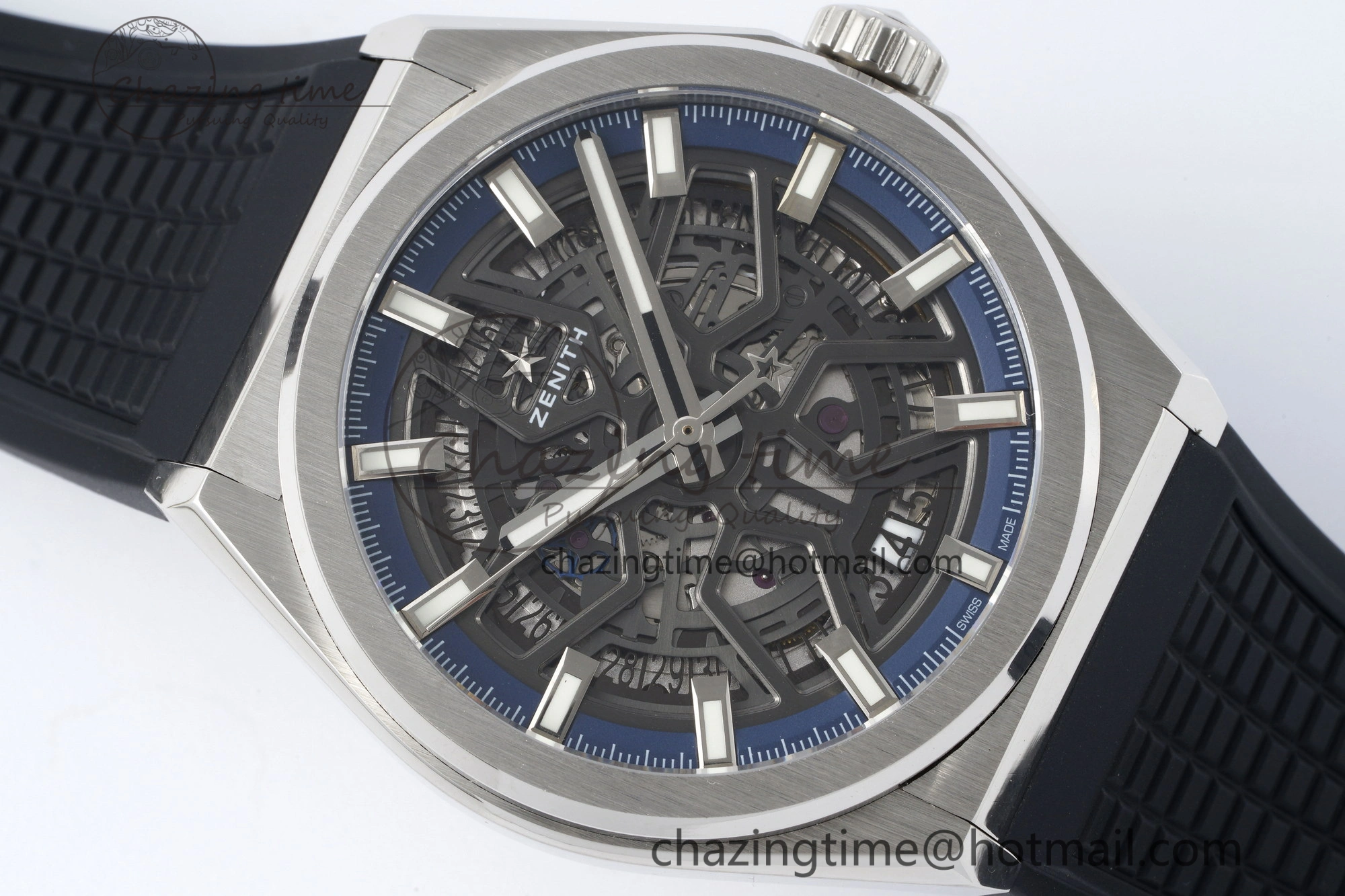 Defy Classic LF 1:1 Best Edition Skeleton Blue Dial on Black Rubber Strap A2892