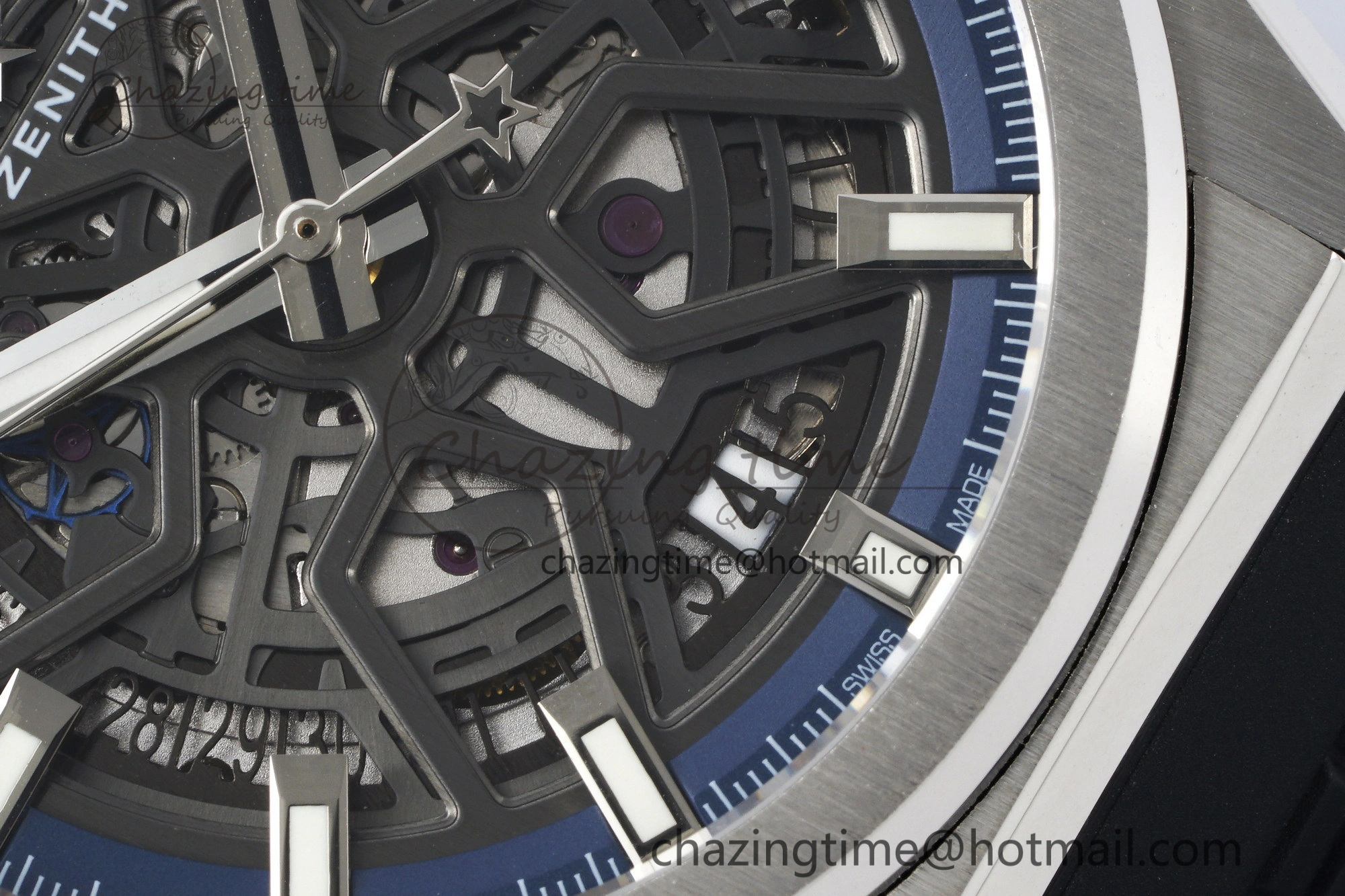 Defy Classic LF 1:1 Best Edition Skeleton Blue Dial on Black Rubber Strap A2892