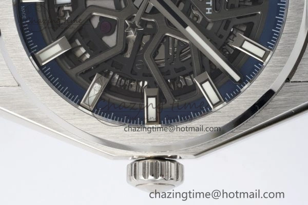 Defy Classic LF 1:1 Best Edition Skeleton Blue Dial on Black Rubber Strap A2892