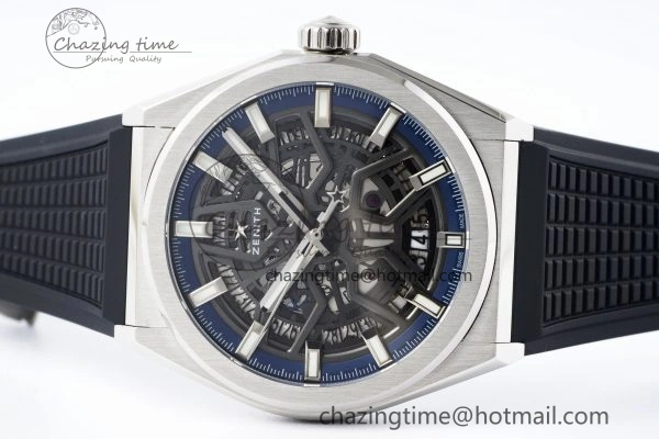 Defy Classic LF 1:1 Best Edition Skeleton Blue Dial on Black Rubber Strap A2892