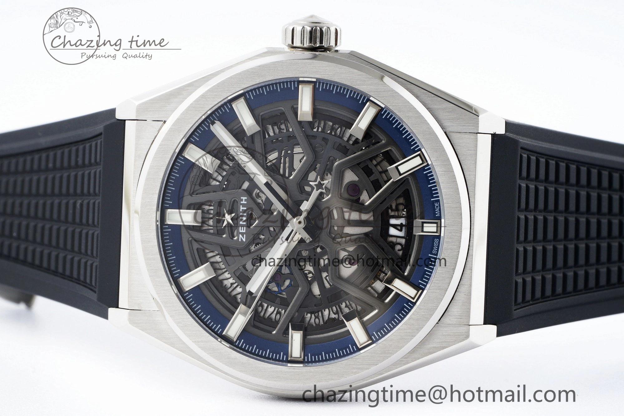 Defy Classic LF 1:1 Best Edition Skeleton Blue Dial on Black Rubber Strap A2892