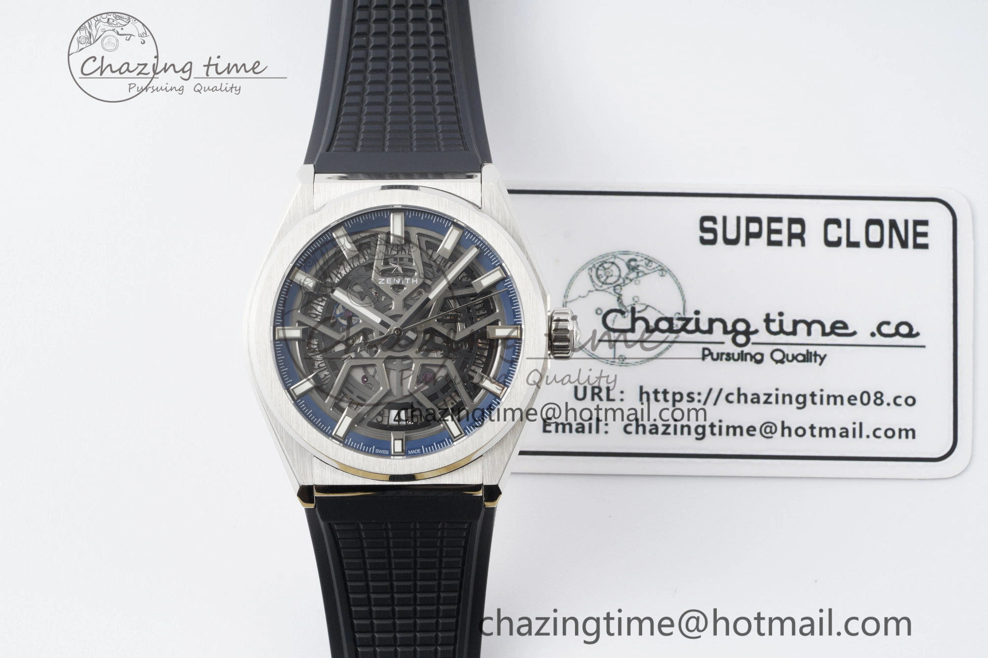 Defy Classic LF 1:1 Best Edition Skeleton Blue Dial on Black Rubber Strap A2892